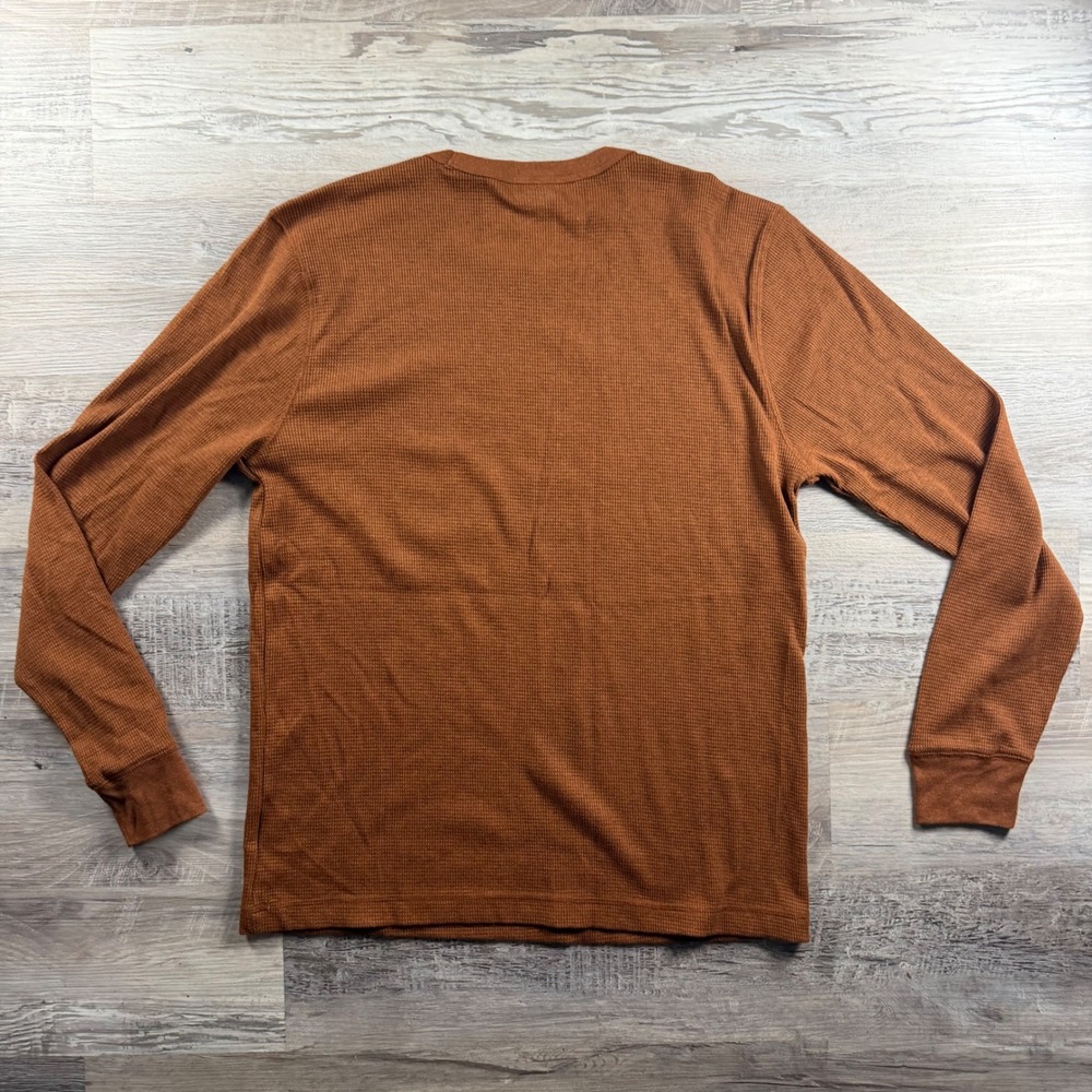 Old Navy Mens Soft Washed Waffle Knit Thermal Shirt Rust Brown Size M LongSleeve